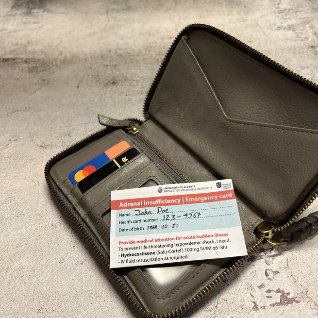 Creating an emergency card for patients living with adrenal insuffieciency